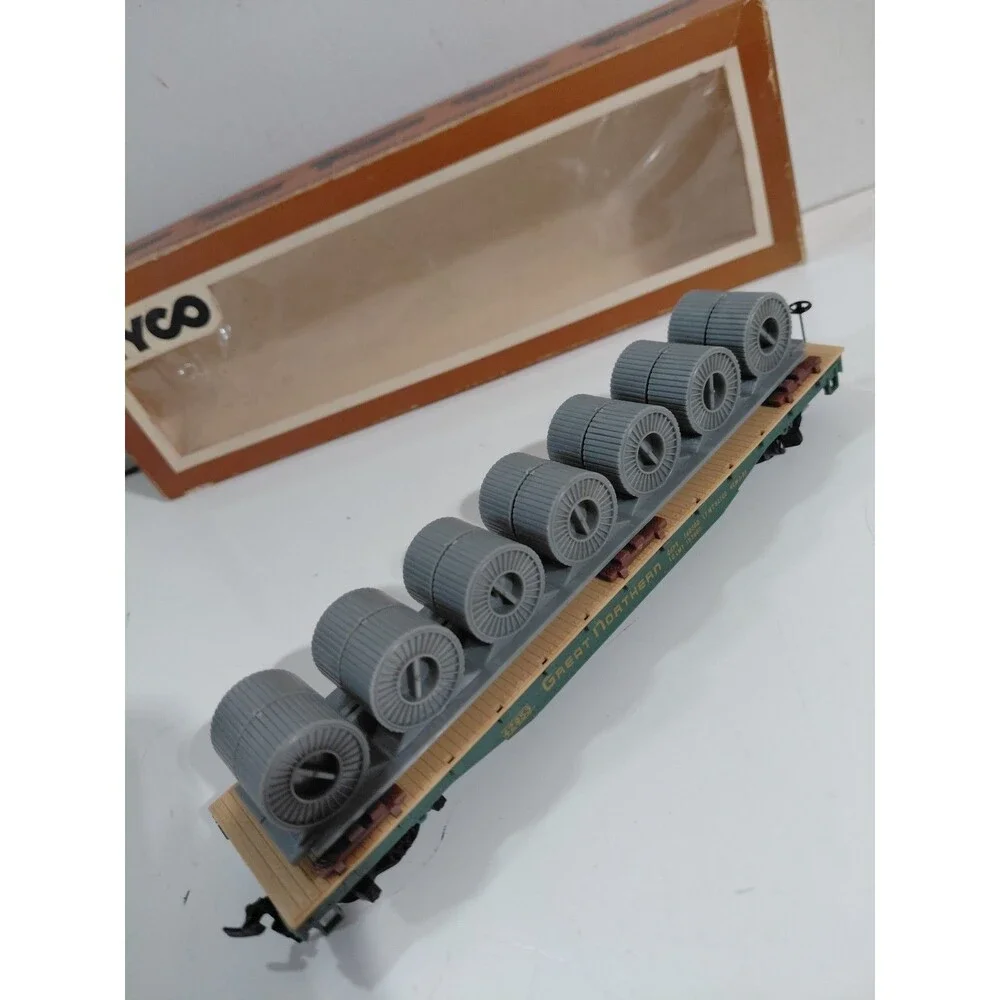 Tyco 335: 300 HO Gauge Model Railroad Great Northern Flat & Cable Load w/Box